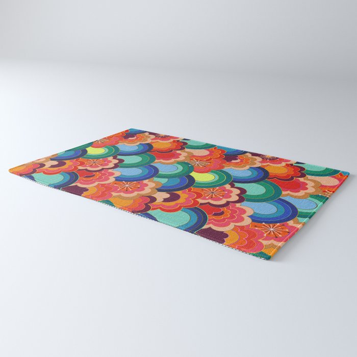 70s rainbow flowers sunset colors Rug Gallery Image 3