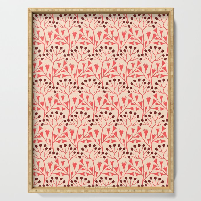 Peachy vintage flowerpattern Serving Tray Gallery Image 1