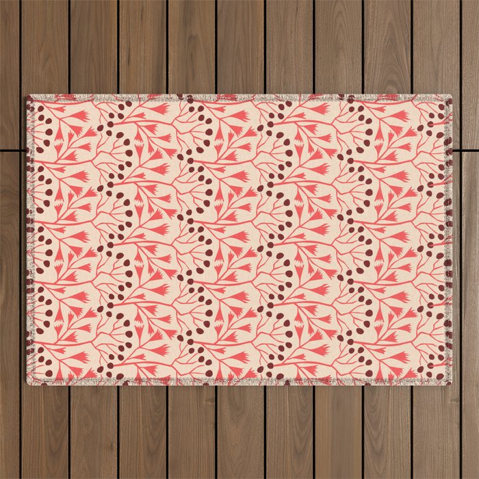 Peachy vintage flowerpattern Outdoor Rug Gallery Image 1