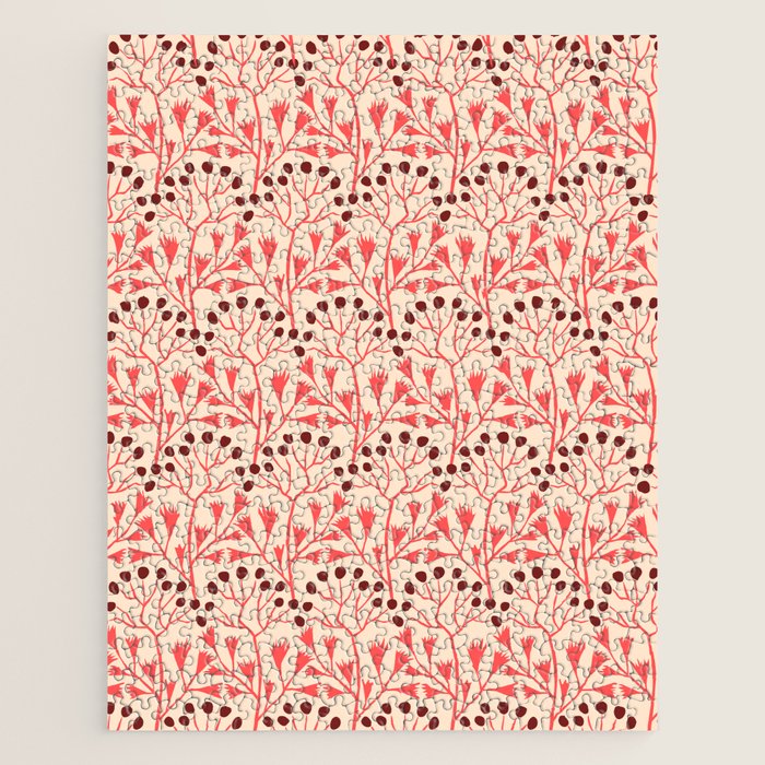 Peachy vintage flowerpattern Jigsaw Puzzle