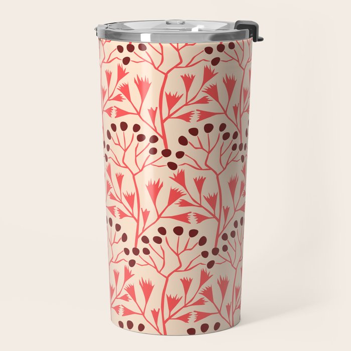 Peachy vintage flowerpattern Travel Mug Gallery Image 2