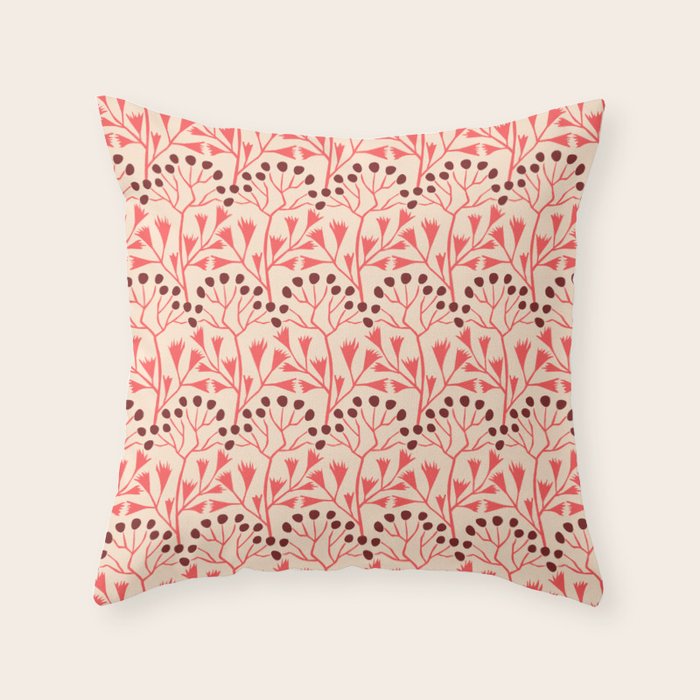 Peachy vintage flowerpattern Throw Pillow Gallery Image 6