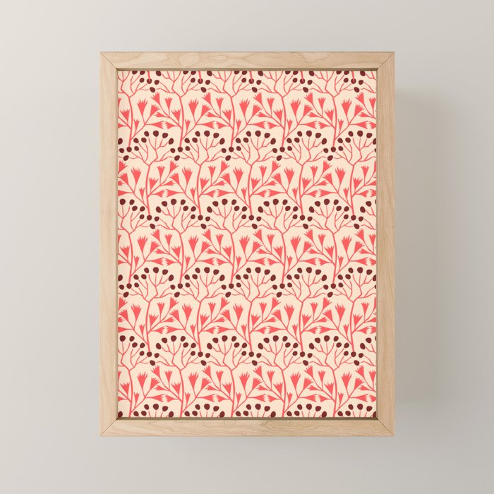 Peachy vintage flowerpattern Mini Art Print Gallery Image 1
