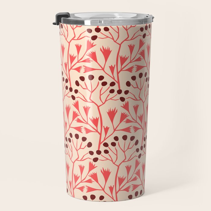 Peachy vintage flowerpattern Travel Mug Gallery Image 3