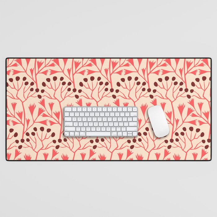 Peachy vintage flowerpattern Desk Mat Gallery Image 1