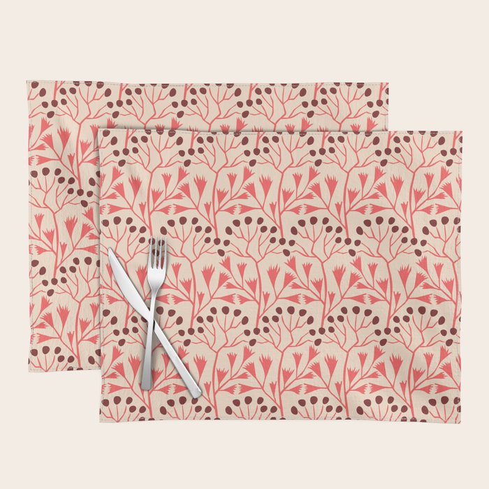 Peachy vintage flowerpattern Placemat Gallery Image 1