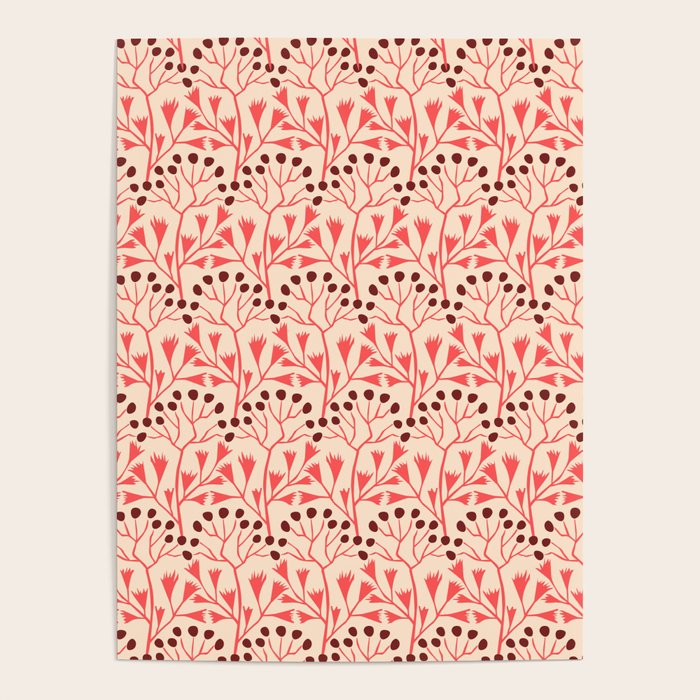 Peachy vintage flowerpattern Poster Gallery Image 4