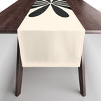 Big Daisy Retro Minimalist Black and Almond Cream Table Runner Gallery Image 1