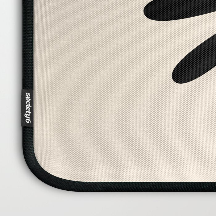 Big Daisy Retro Minimalist Black and Almond Cream Laptop Sleeve Gallery Image 3