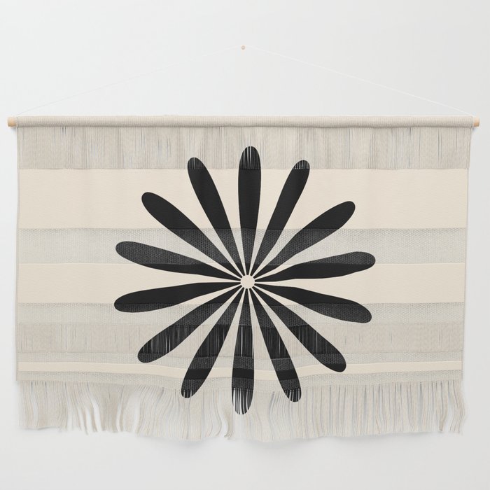 Big Daisy Retro Minimalist Black and Almond Cream Wall Hanging Gallery Image 1