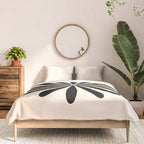 Big Daisy Retro Minimalist Black and Almond Cream Comforter Gallery Image 3