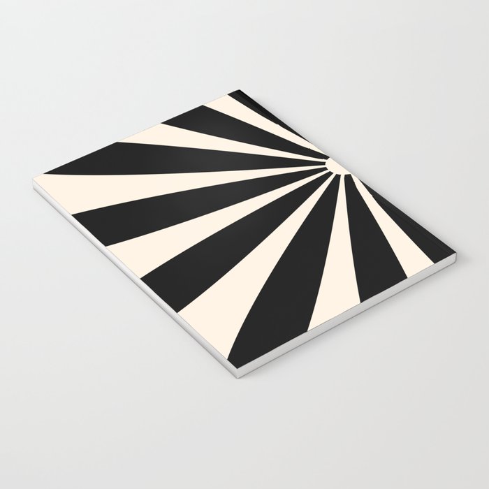 Big Daisy Retro Minimalist Black and Almond Cream Notebook Gallery Image 3