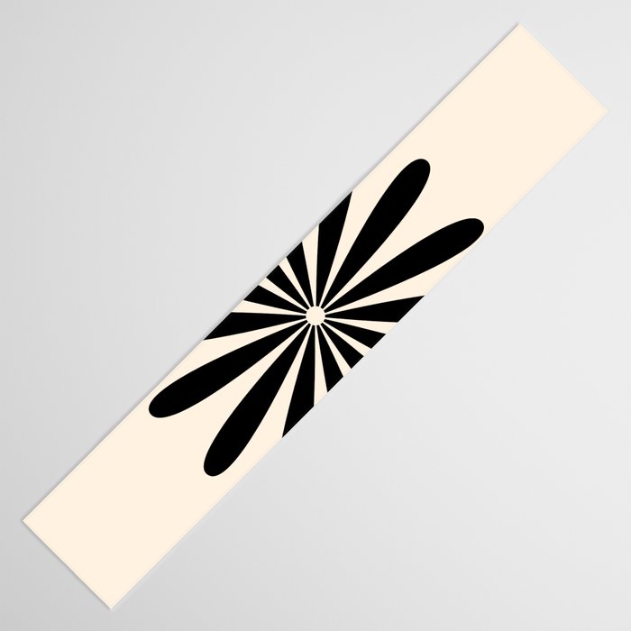 Big Daisy Retro Minimalist Black and Almond Cream Table Runner Gallery Image 3