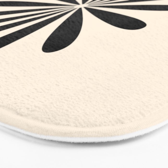 Big Daisy Retro Minimalist Black and Almond Cream Bath Mat Gallery Image 3