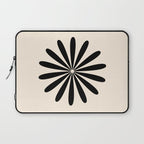 Big Daisy Retro Minimalist Black and Almond Cream Laptop Sleeve Gallery Image 1