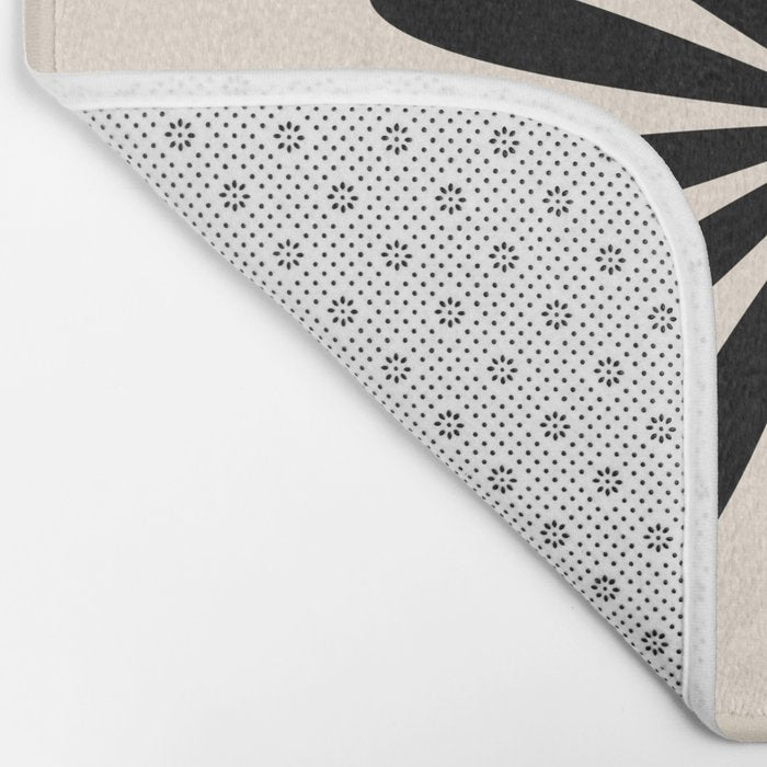 Big Daisy Retro Minimalist Black and Almond Cream Bath Mat Gallery Image 2