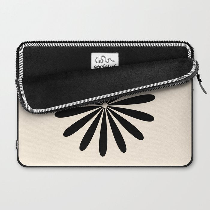Big Daisy Retro Minimalist Black and Almond Cream Laptop Sleeve Gallery Image 2