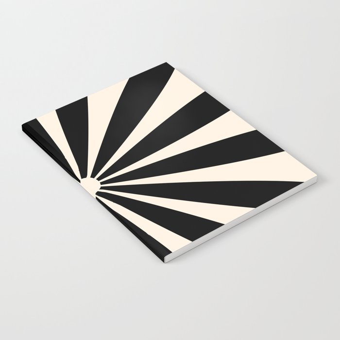 Big Daisy Retro Minimalist Black and Almond Cream Notebook Gallery Image 1