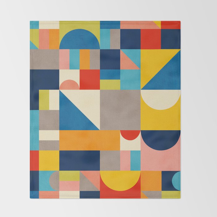 Bright Colorful Geometric Modern Vibrant Art Throw Blanket Gallery Image 2
