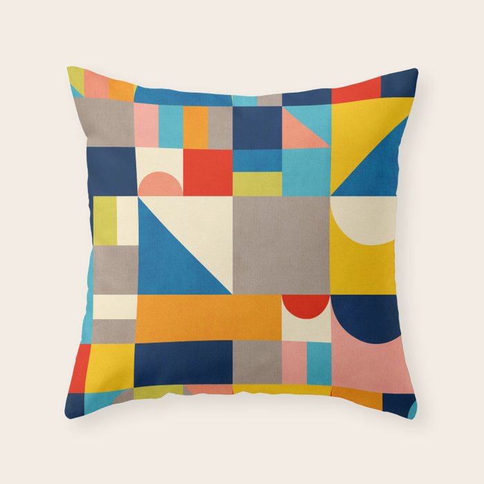 Bright Colorful Geometric Modern Vibrant Art Throw Pillow Gallery Image 6