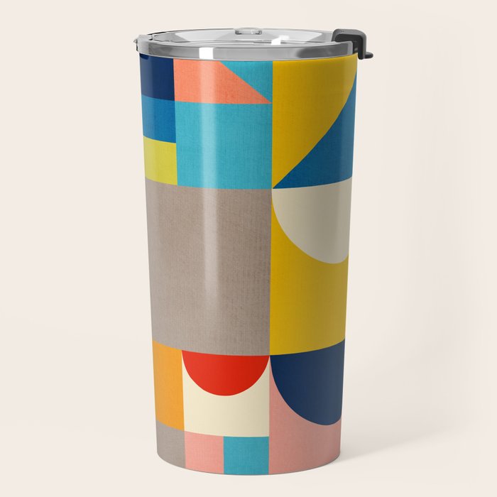 Bright Colorful Geometric Modern Vibrant Art Travel Mug Gallery Image 2