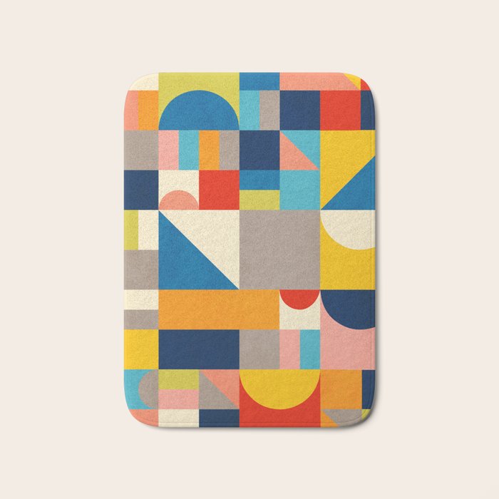 Bright Colorful Geometric Modern Vibrant Art Bath Mat Gallery Image 1