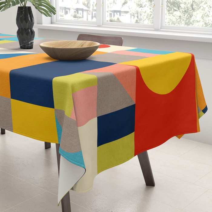 Bright Colorful Geometric Modern Vibrant Art Tablecloth Gallery Image 3