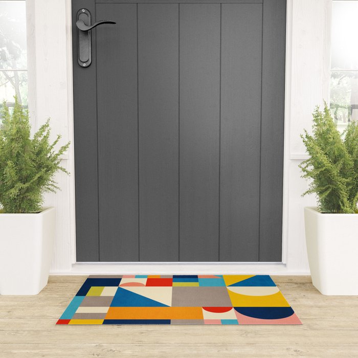 Bright Colorful Geometric Modern Vibrant Art Welcome Mat Gallery Image 3