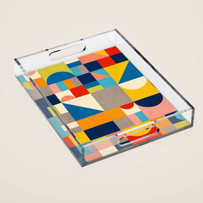 Bright Colorful Geometric Modern Vibrant Art Acrylic Tray Gallery Image 1