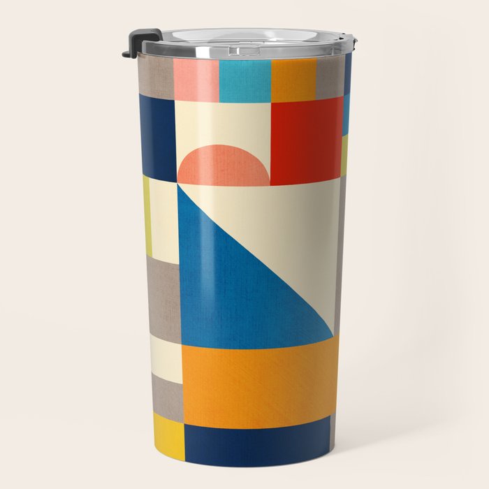 Bright Colorful Geometric Modern Vibrant Art Travel Mug Gallery Image 3