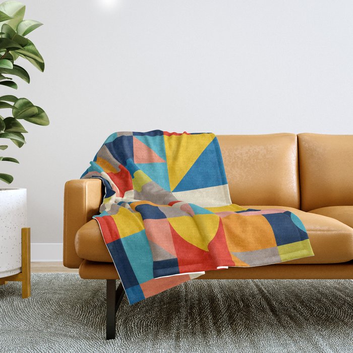 Bright Colorful Geometric Modern Vibrant Art Throw Blanket Gallery Image 1