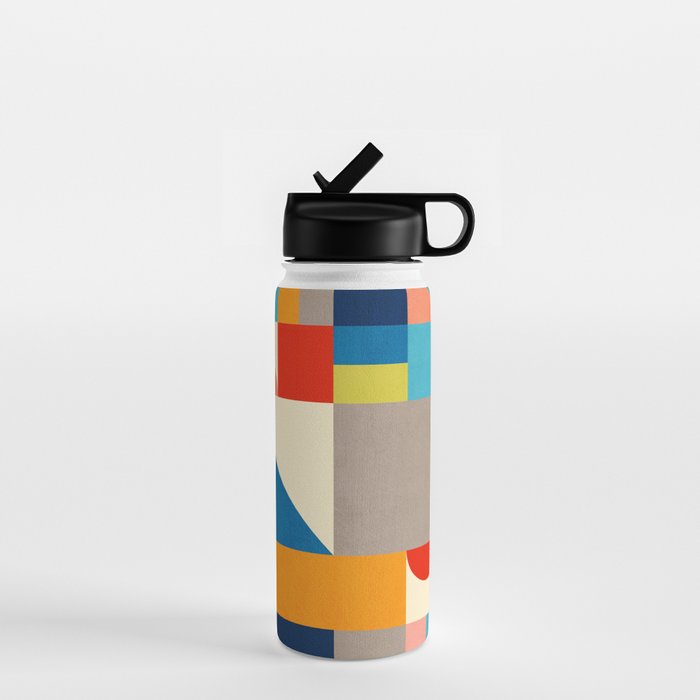 Bright Colorful Geometric Modern Vibrant Art Water Bottle Gallery Image 1