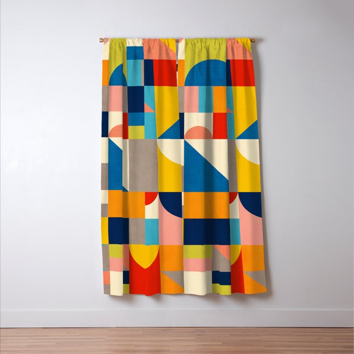 Bright Colorful Geometric Modern Vibrant Art Window Curtain Gallery Image 3