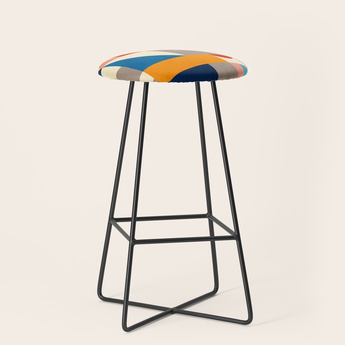 Bright Colorful Geometric Modern Vibrant Art Stool Gallery Image 1