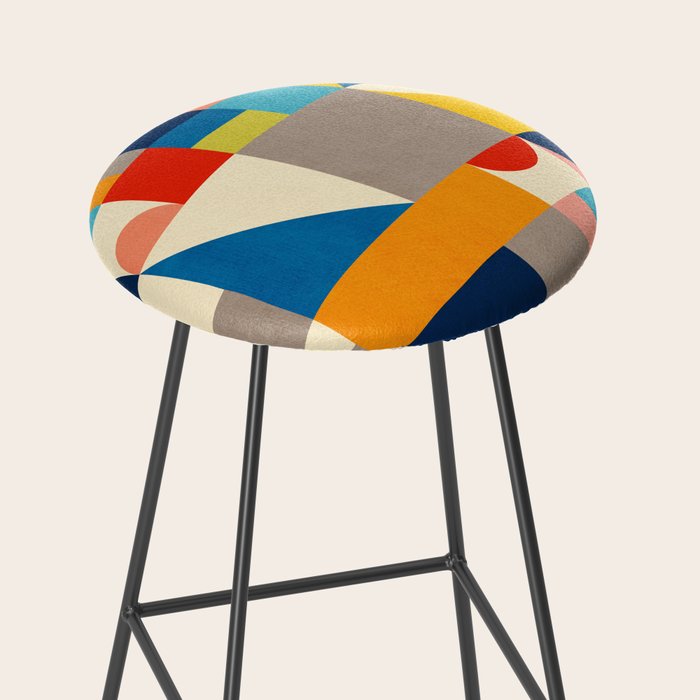 Bright Colorful Geometric Modern Vibrant Art Stool Gallery Image 2