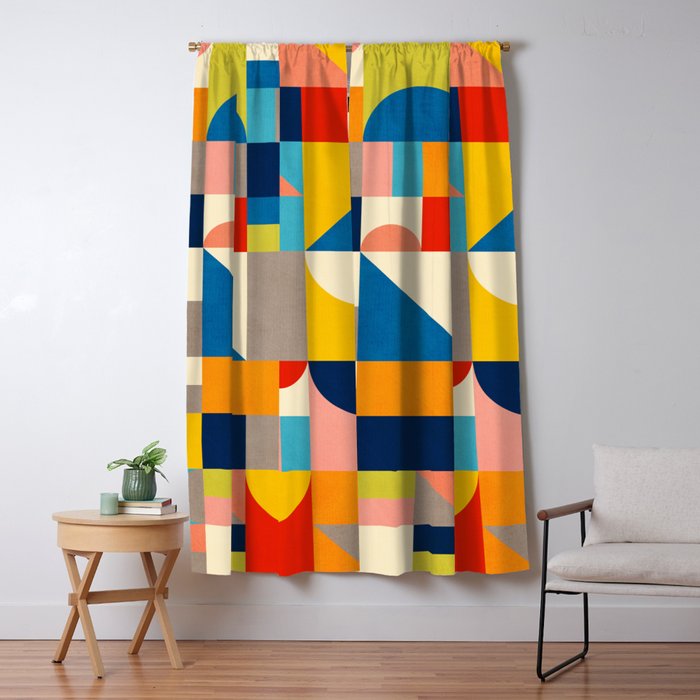 Bright Colorful Geometric Modern Vibrant Art Window Curtain Gallery Image 5