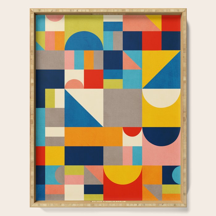 Bright Colorful Geometric Modern Vibrant Art Serving Tray Gallery Image 1