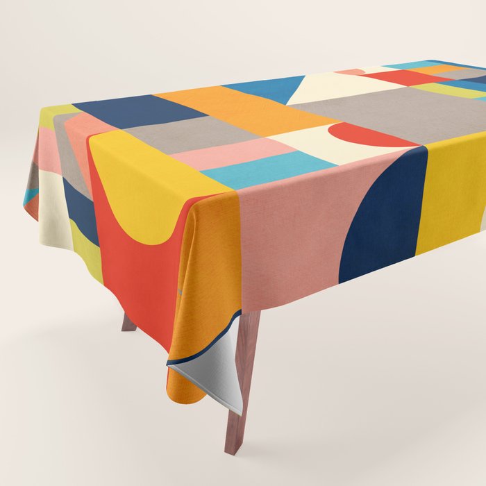 Bright Colorful Geometric Modern Vibrant Art Tablecloth Gallery Image 1