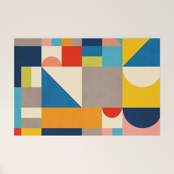 Bright Colorful Geometric Modern Vibrant Art Welcome Mat Gallery Image 1