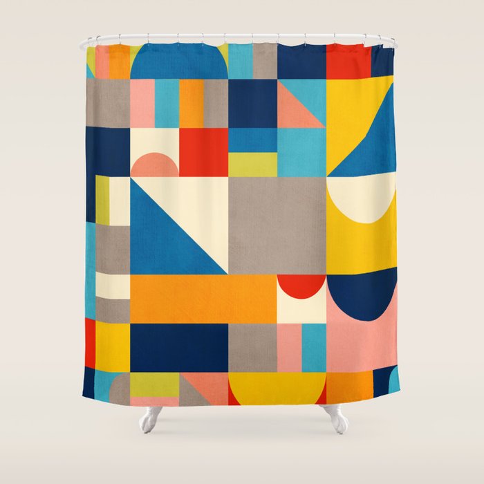 Bright Colorful Geometric Modern Vibrant Art Shower Curtain Gallery Image 1