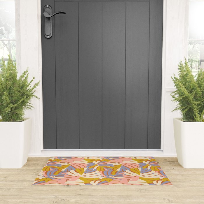 Color Block Monstera Pink + Lavender Welcome Mat Gallery Image 3
