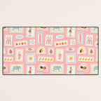 Vintage summer travel postage stamp pattern Desk Mat Gallery Image 3