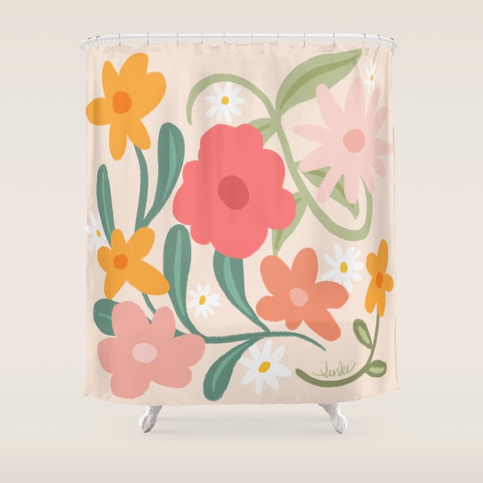 Bold Flowers Shower Curtain Gallery Image 1