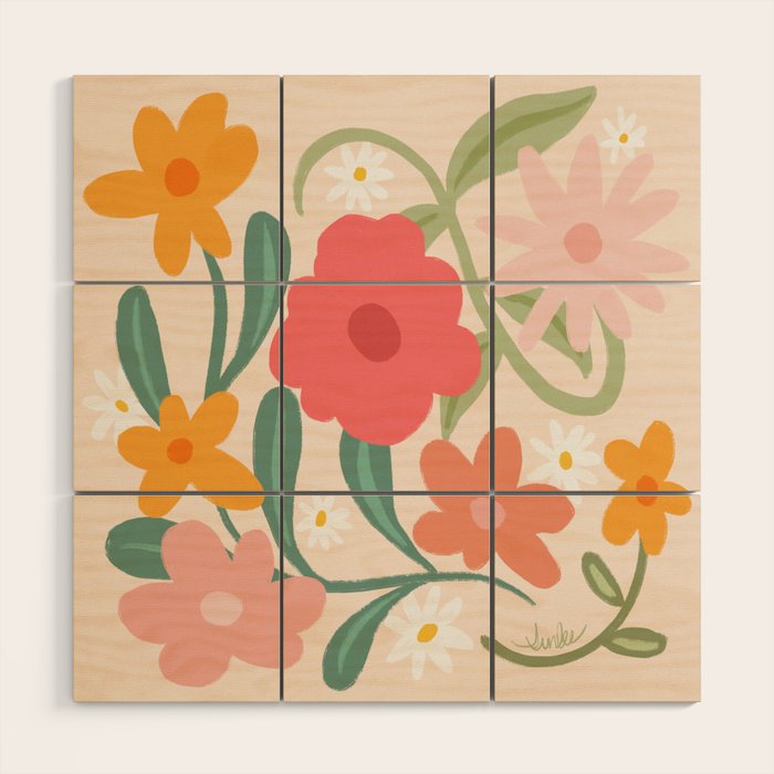 Bold Flowers Wood Wall Art Gallery Image 1