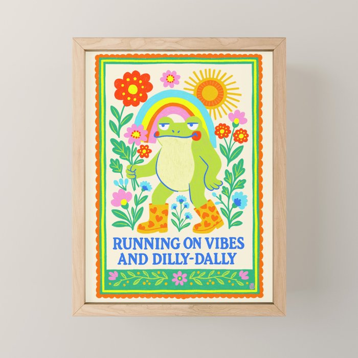 Running on Vibes and Dilly-Dally Mini Art Print Gallery Image 1