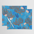 Jellyfish and Coral-Blue Placemat Gallery Image 1