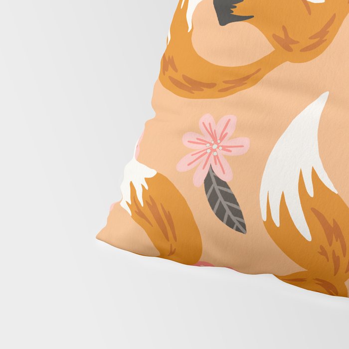 Foxes & Blooms - Melon Palette Pillow Sham Gallery Image 4
