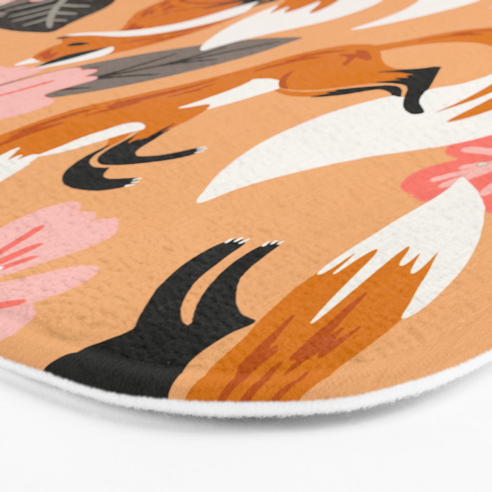 Foxes & Blooms - Melon Palette Bath Mat Gallery Image 3