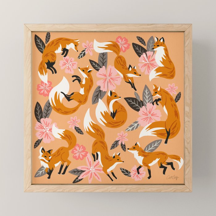 Foxes & Blooms - Melon Palette Mini Art Print Gallery Image 1