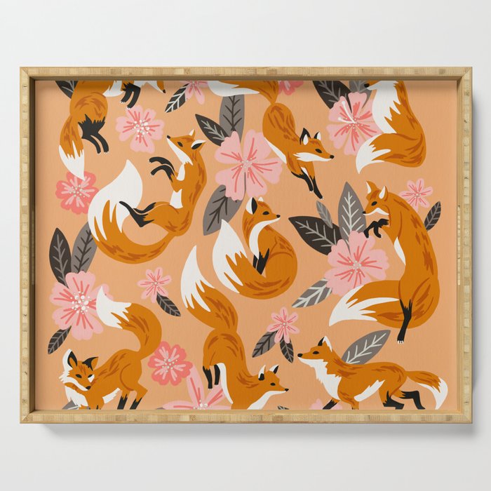Foxes & Blooms - Melon Palette Serving Tray Gallery Image 1